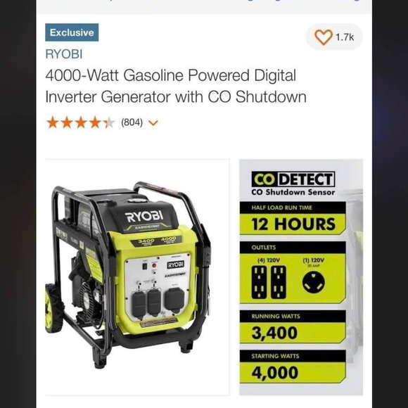 Ryobi generator - Picture 2 of 3